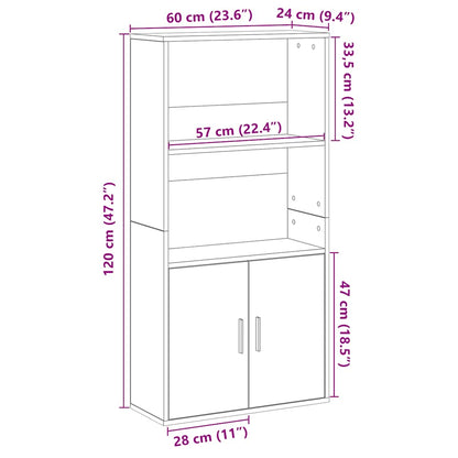 vidaXL Bookcase Smoked Oak 60x24x120 cm Engineered Wood