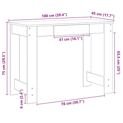 vidaXL Desk Black 100x45x75 cm Engineered Wood