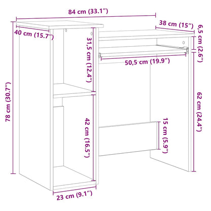vidaXL Desk with Shelves White 84x40x78 cm Engineered Wood