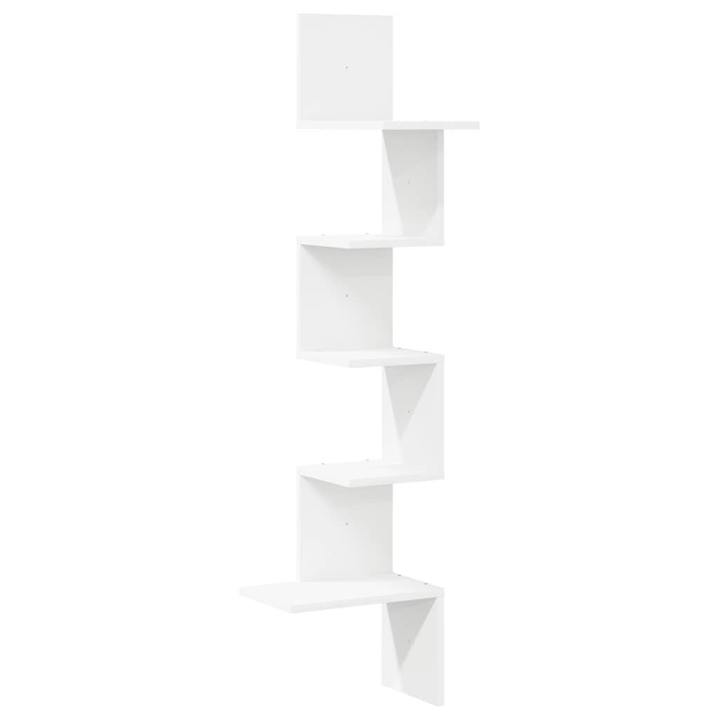 vidaXL Wall Corner Shelf White 32x32x127,5 cm Engineered Wood