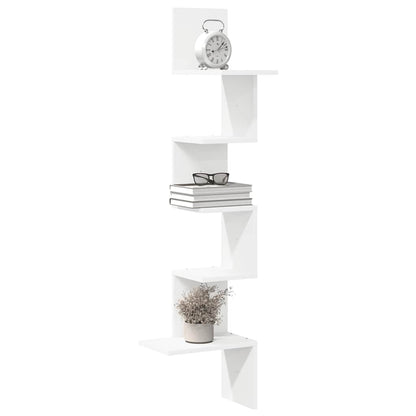 vidaXL Wall Corner Shelf White 32x32x127,5 cm Engineered Wood