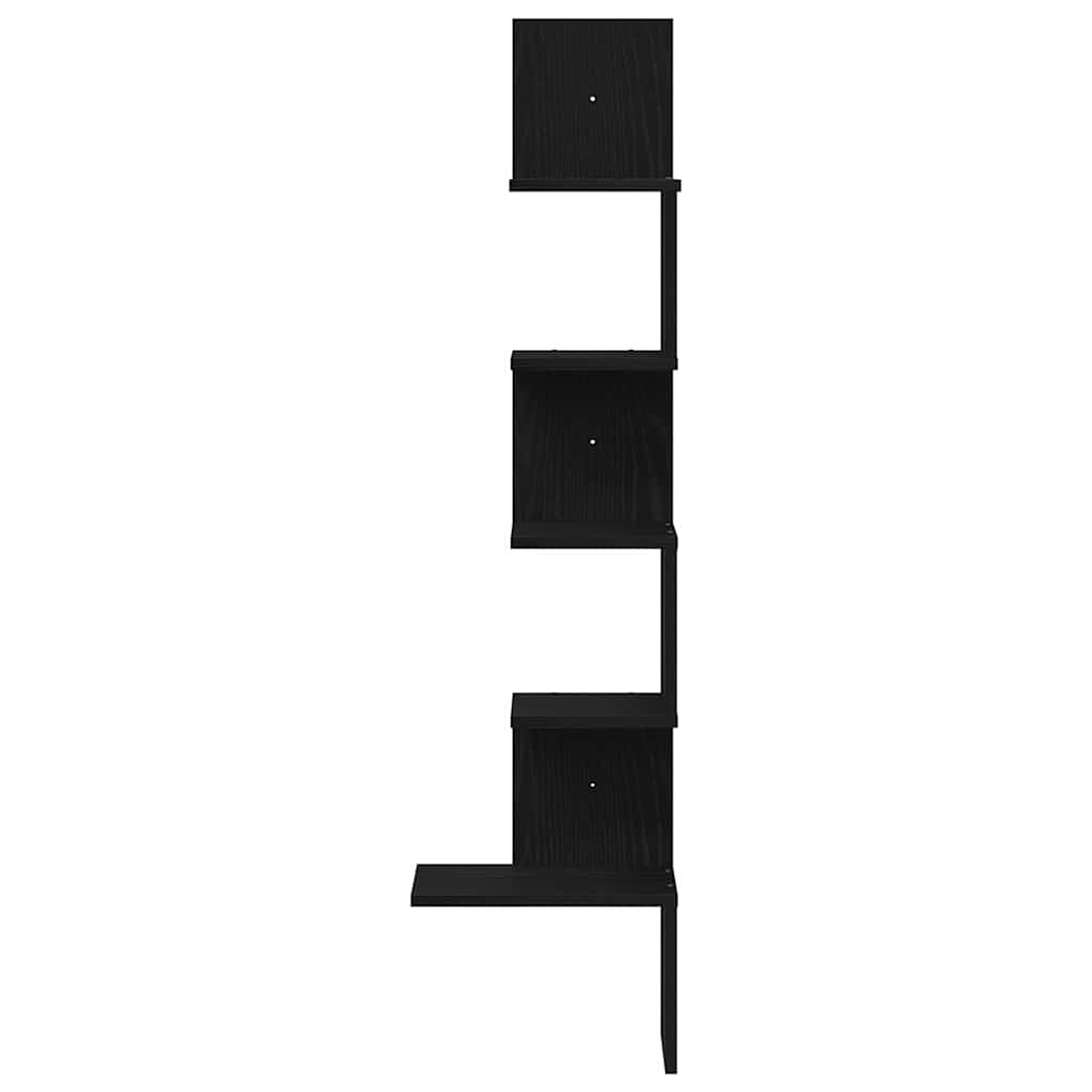 vidaXL Wall Corner Shelf Black 32x32x127,5 cm Engineered Wood
