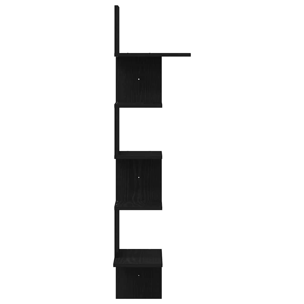 vidaXL Wall Corner Shelf Black 32x32x127,5 cm Engineered Wood