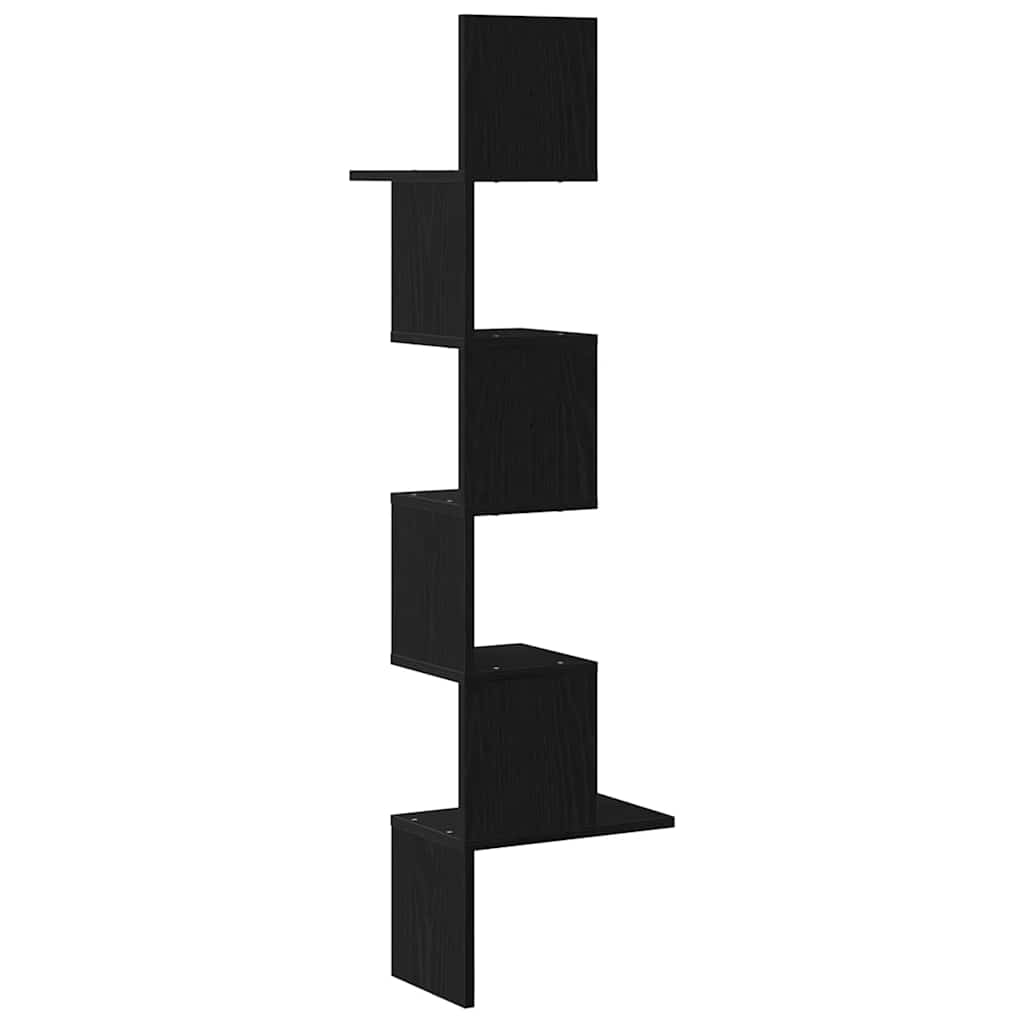 vidaXL Wall Corner Shelf Black 32x32x127,5 cm Engineered Wood