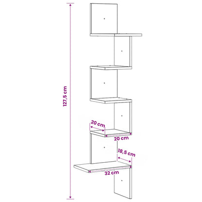 vidaXL Wall Corner Shelf Black 32x32x127,5 cm Engineered Wood