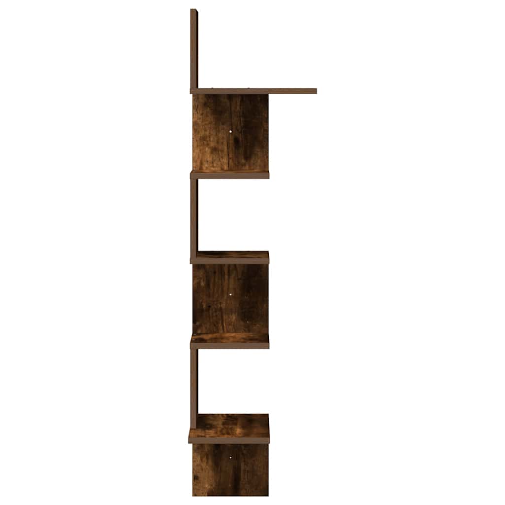 vidaXL Wall Corner Shelf Smoked Oak 32x32x127,5 cm Engineered Wood