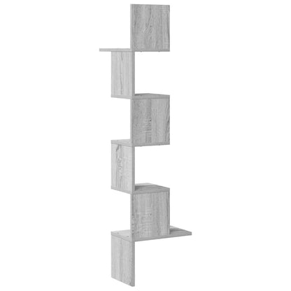 vidaXL Wall Corner Shelf Grey Sonoma 32x32x127,5 cm Engineered Wood