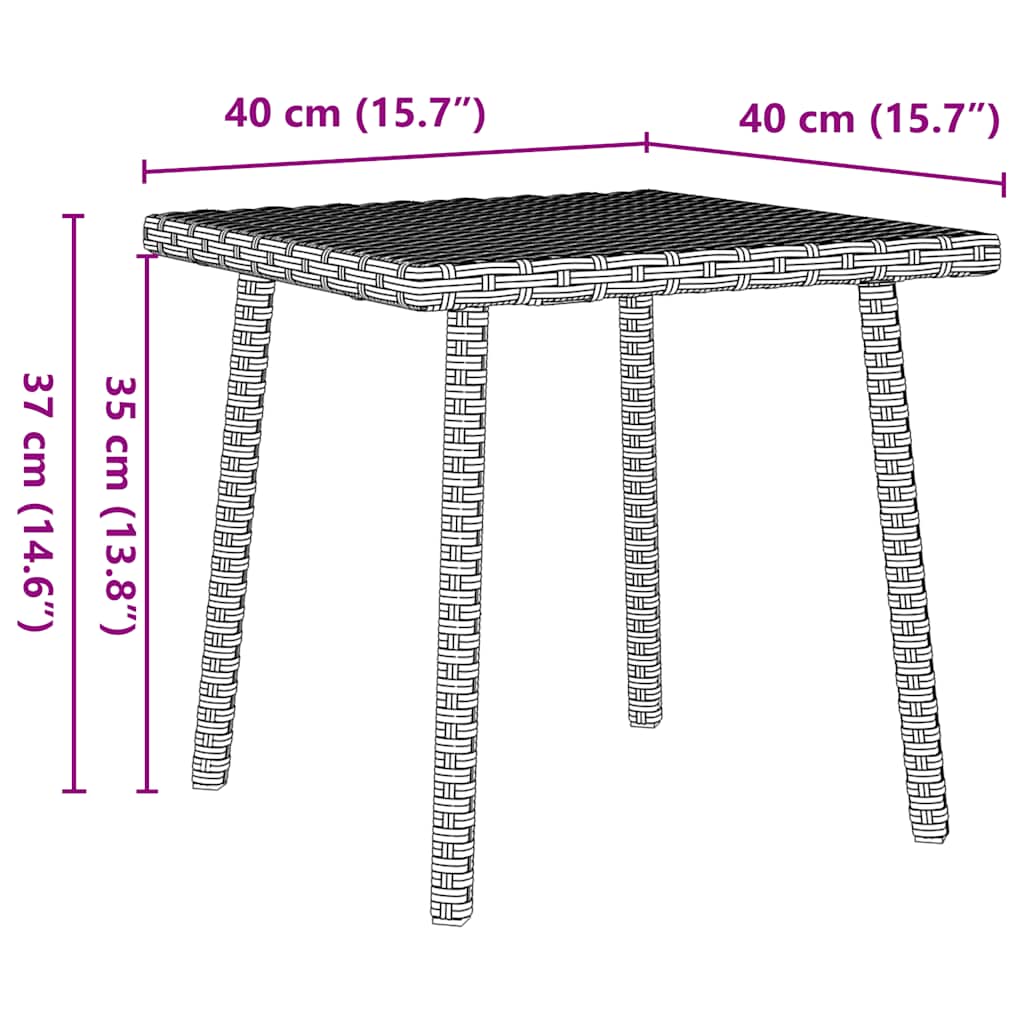 vidaXL Garden Coffee Table Rectangular Light Grey 40x40x37 cm Poly Rattan