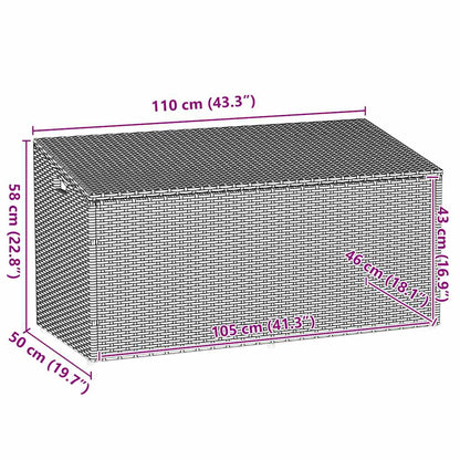 vidaXL Garden Storage Box Beige 110x50x58 cm Poly Rattan