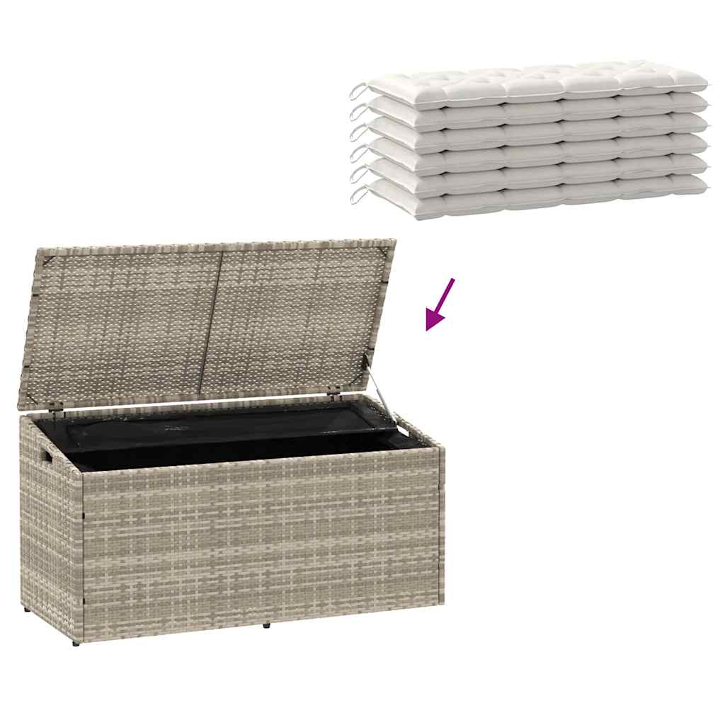 vidaXL Garden Storage Box Light Grey 110x50x58 cm Poly Rattan