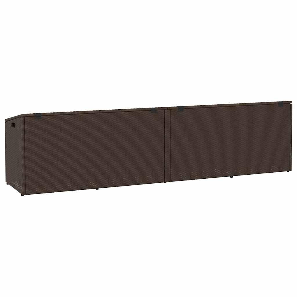 vidaXL Garden Storage Box Brown 220x50x58 cm Poly Rattan