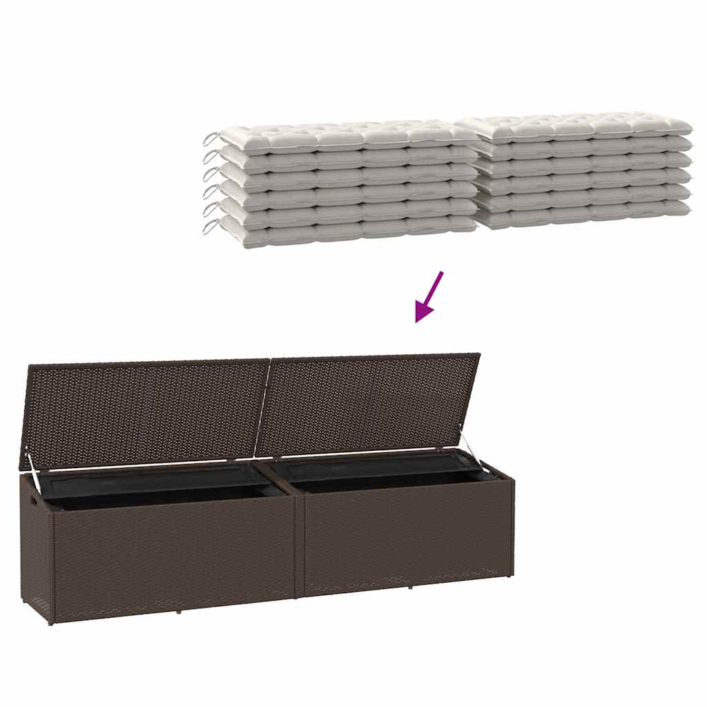 vidaXL Garden Storage Box Brown 220x50x58 cm Poly Rattan