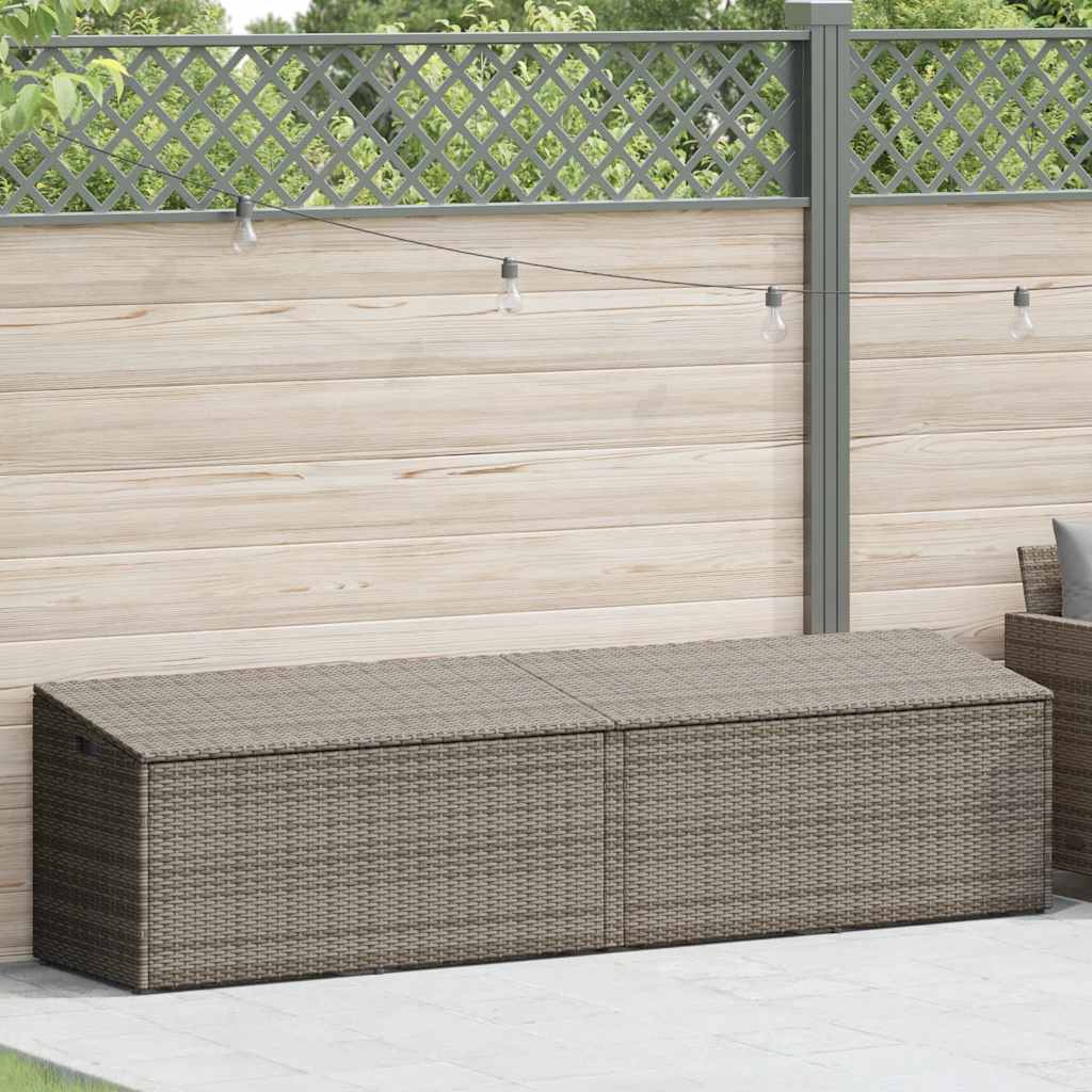 vidaXL Garden Storage Box Grey 220x50x58 cm Poly Rattan