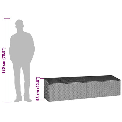 vidaXL Garden Storage Box Light Grey 220x50x58 cm Poly Rattan