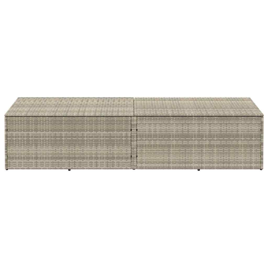 vidaXL Garden Storage Box Light Grey 220x50x58 cm Poly Rattan