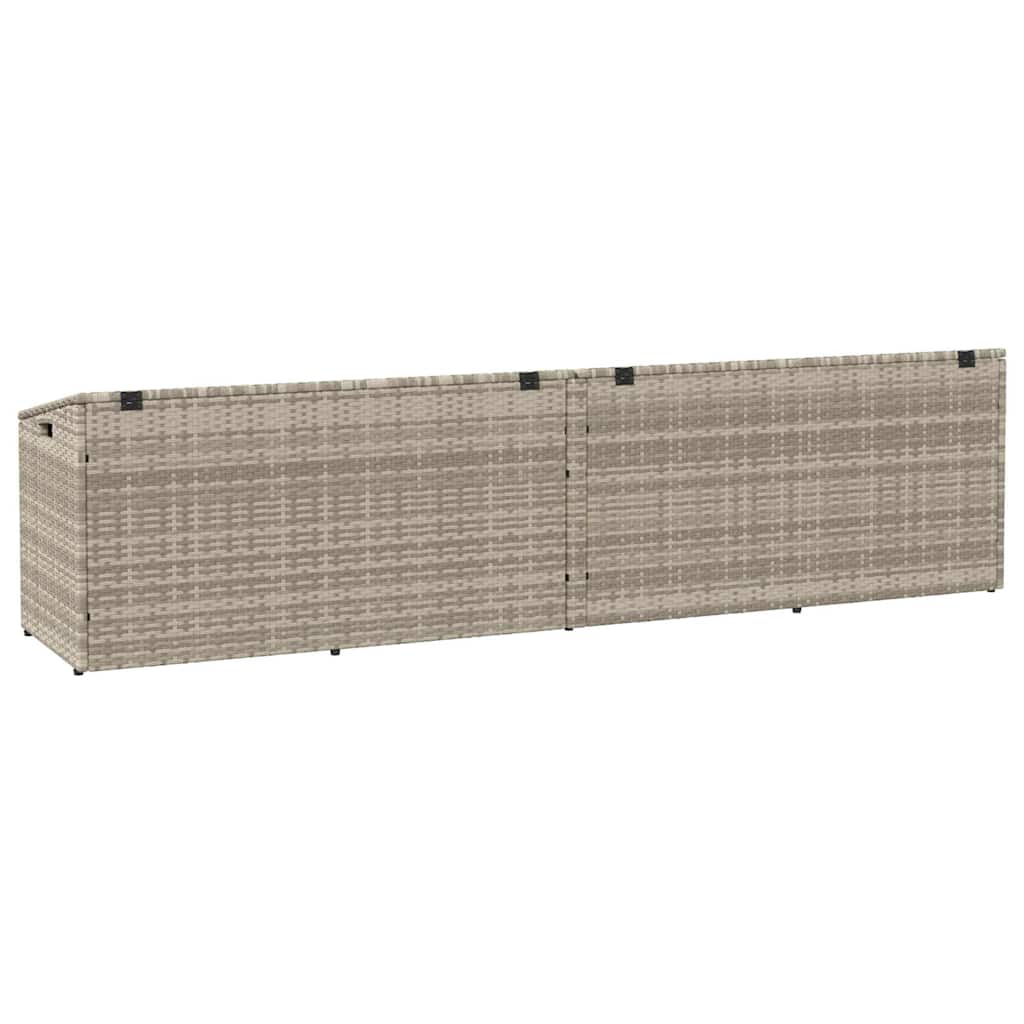 vidaXL Garden Storage Box Light Grey 220x50x58 cm Poly Rattan