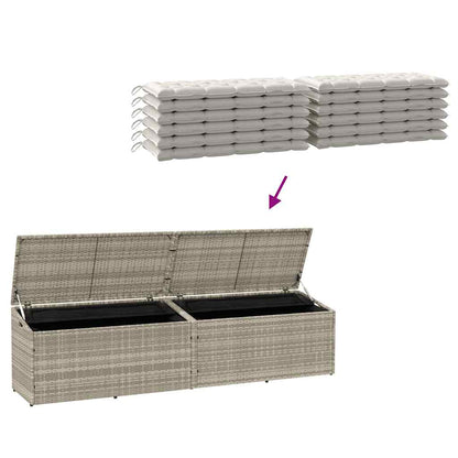 vidaXL Garden Storage Box Light Grey 220x50x58 cm Poly Rattan