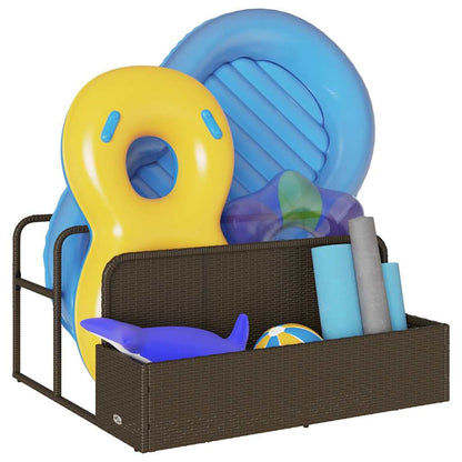 vidaXL Poolside Float Storage Brown 110x100x57 cm Poly Rattan
