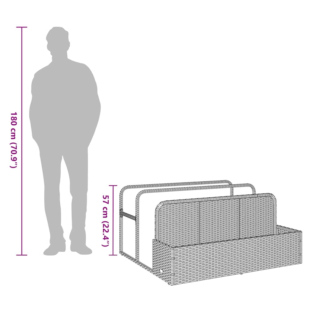 vidaXL Poolside Float Storage Brown 110x100x57 cm Poly Rattan