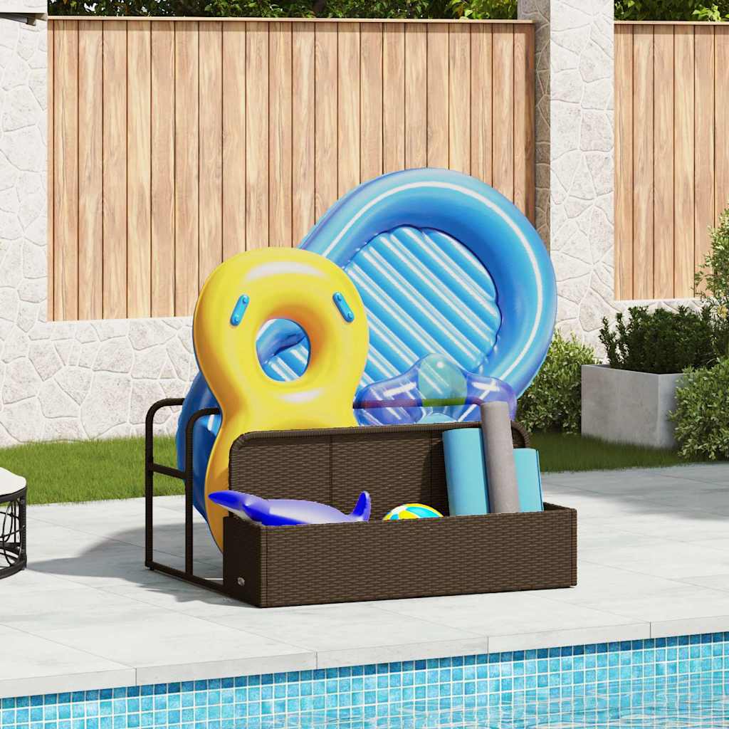 vidaXL Poolside Float Storage Brown 110x100x57 cm Poly Rattan