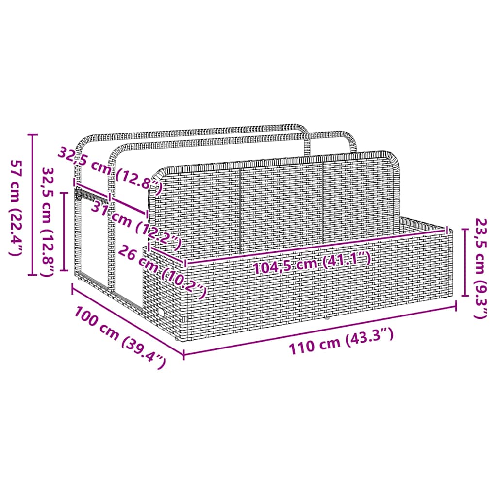 vidaXL Poolside Float Storage Beige 110x100x57 cm Poly Rattan