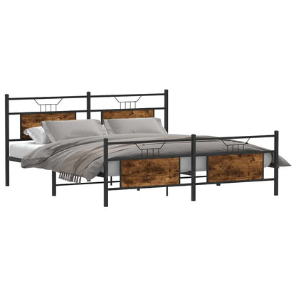 vidaXL Metal Bed Frame without Mattress Smoked Oak 183x213 cm
