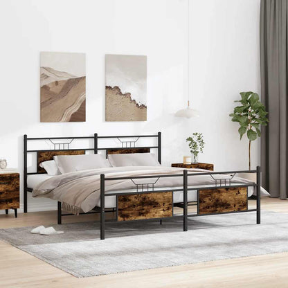 vidaXL Metal Bed Frame without Mattress Smoked Oak 183x213 cm