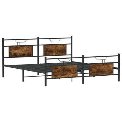 vidaXL Metal Bed Frame without Mattress Smoked Oak 183x213 cm