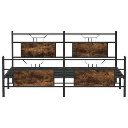 vidaXL Metal Bed Frame without Mattress Smoked Oak 183x213 cm