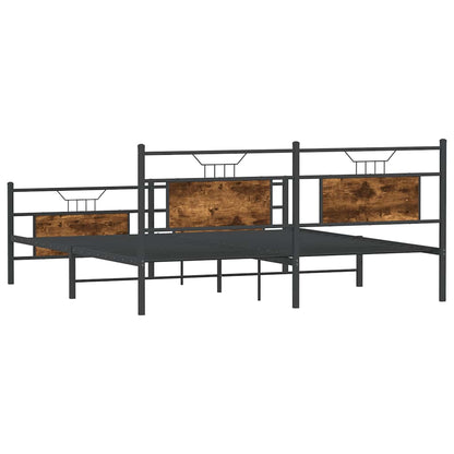 vidaXL Metal Bed Frame without Mattress Smoked Oak 183x213 cm