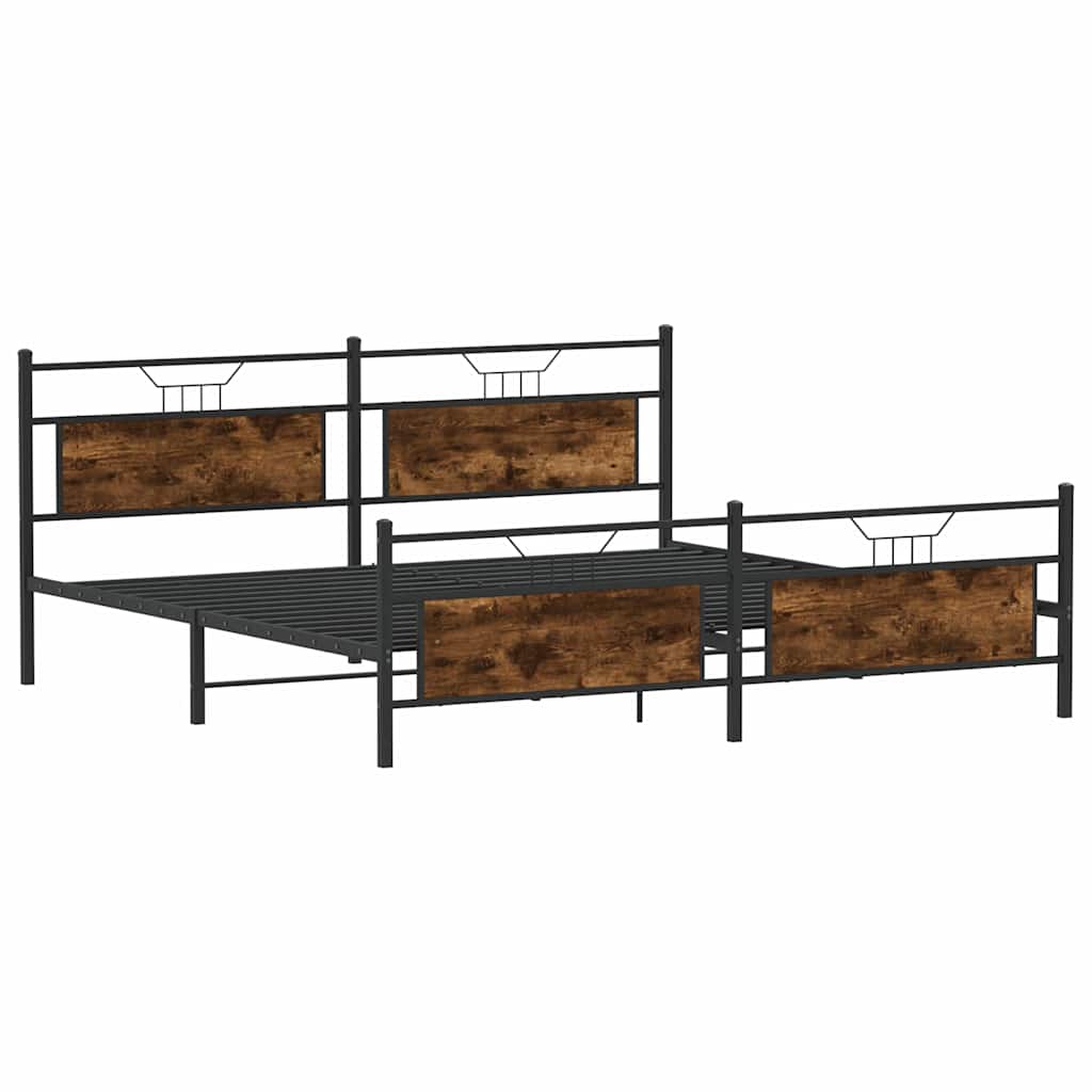 vidaXL Metal Bed Frame without Mattress Smoked Oak 193x203 cm