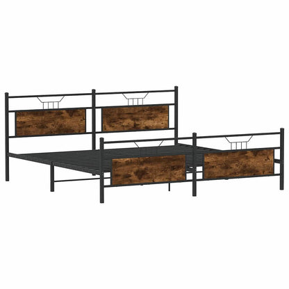 vidaXL Metal Bed Frame without Mattress Smoked Oak 193x203 cm
