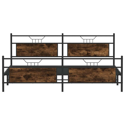 vidaXL Metal Bed Frame without Mattress Smoked Oak 193x203 cm