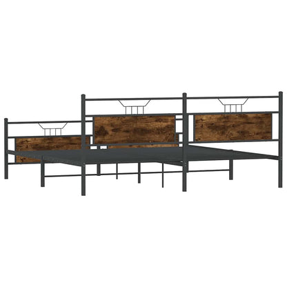 vidaXL Metal Bed Frame without Mattress Smoked Oak 193x203 cm