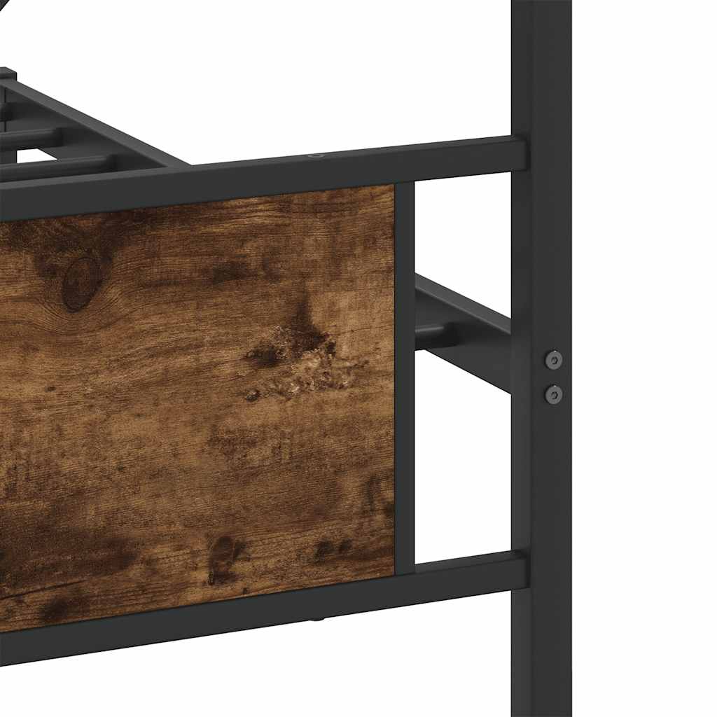 vidaXL Metal Bed Frame without Mattress Smoked Oak 193x203 cm