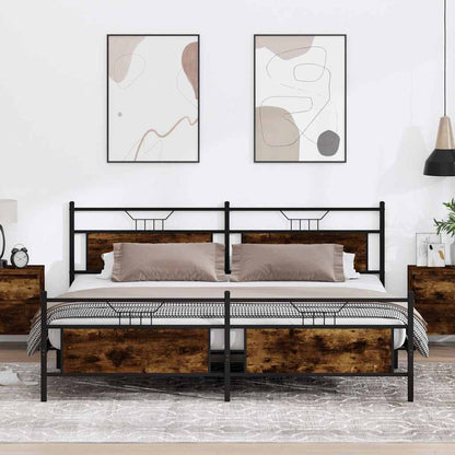 vidaXL Metal Bed Frame without Mattress Smoked Oak 200x200 cm