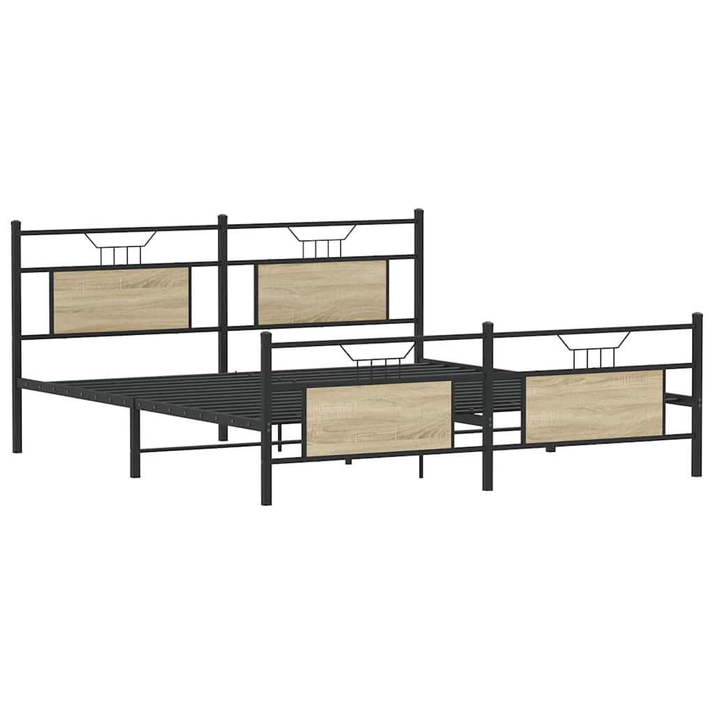 vidaXL Metal Bed Frame without Mattress Sonoma Oak 160x200 cm