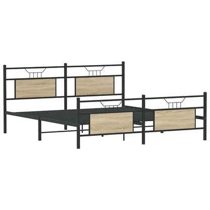 vidaXL Metal Bed Frame without Mattress Sonoma Oak 160x200 cm