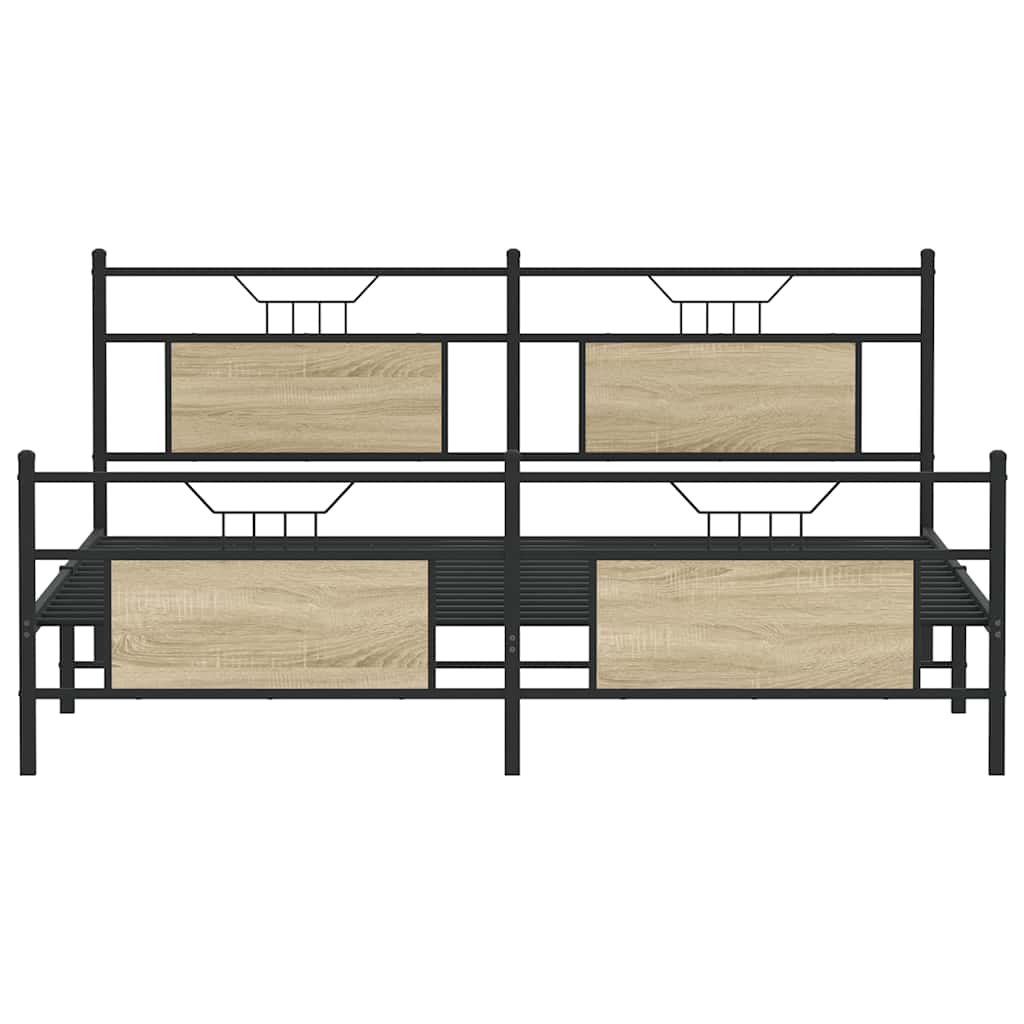 vidaXL Metal Bed Frame without Mattress Sonoma Oak 160x200 cm