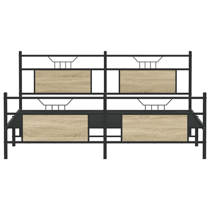 vidaXL Metal Bed Frame without Mattress Sonoma Oak 160x200 cm