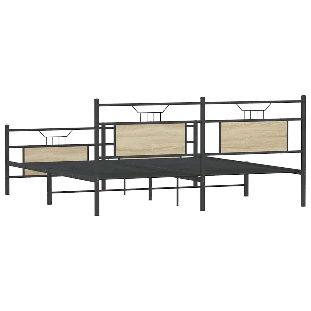 vidaXL Metal Bed Frame without Mattress Sonoma Oak 160x200 cm