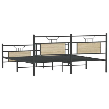 vidaXL Metal Bed Frame without Mattress Sonoma Oak 160x200 cm