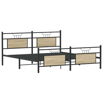 vidaXL Metal Bed Frame without Mattress Sonoma Oak 180x200 cm Super King