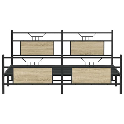 vidaXL Metal Bed Frame without Mattress Sonoma Oak 180x200 cm Super King