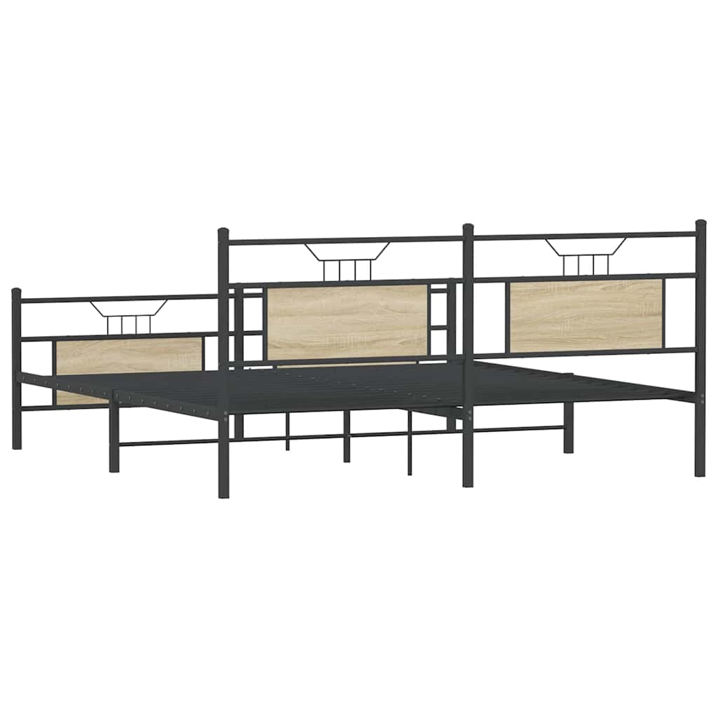 vidaXL Metal Bed Frame without Mattress Sonoma Oak 180x200 cm Super King
