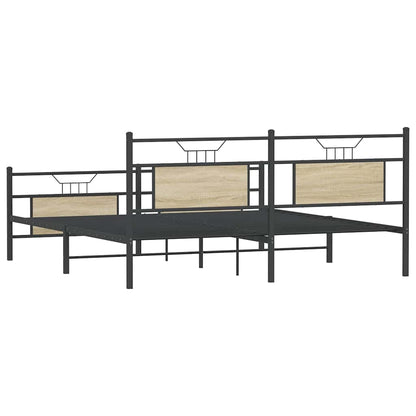 vidaXL Metal Bed Frame without Mattress Sonoma Oak 180x200 cm Super King