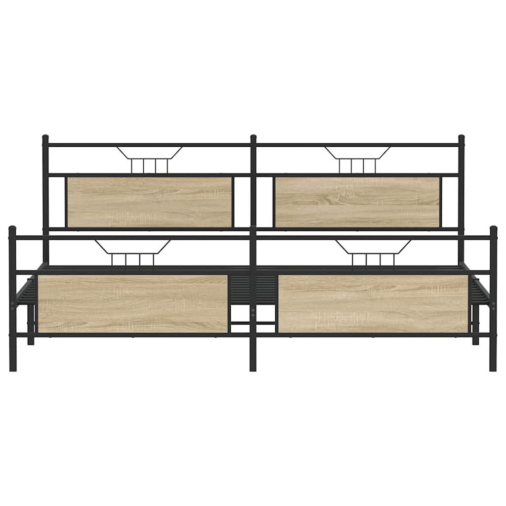 vidaXL Metal Bed Frame without Mattress Sonoma Oak 193x201 cm