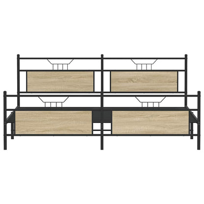 vidaXL Metal Bed Frame without Mattress Sonoma Oak 193x201 cm