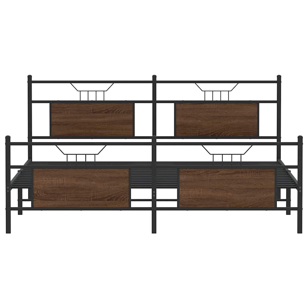 vidaXL Metal Bed Frame without Mattress Brown Oak 160x200 cm