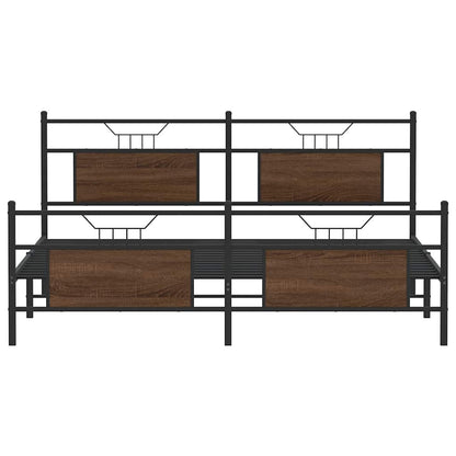 vidaXL Metal Bed Frame without Mattress Brown Oak 160x200 cm